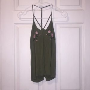 Green tank with pink flowers!